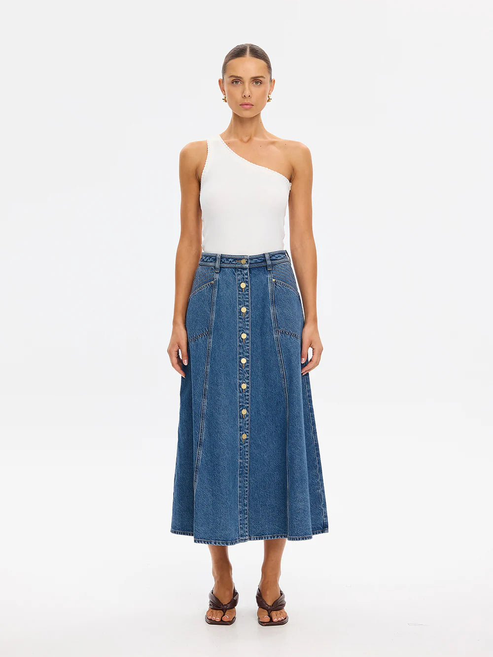 KIVARI - Rita Denim Midi Skirt