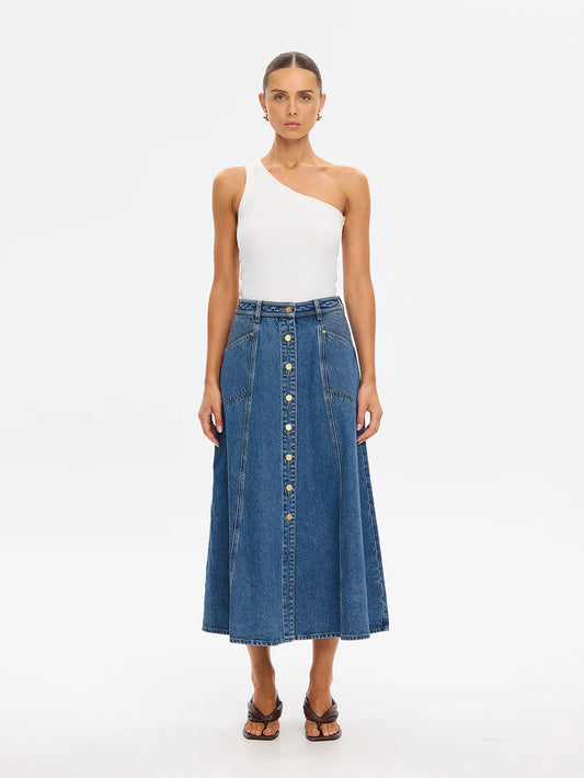 KIVARI - Rita Denim Midi Skirt