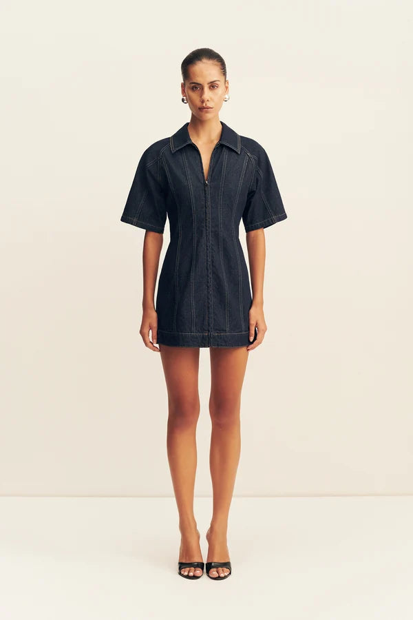 Shona Joy - Rita Short Sleeve Structured Mini Dress IN DEEP INDIGO