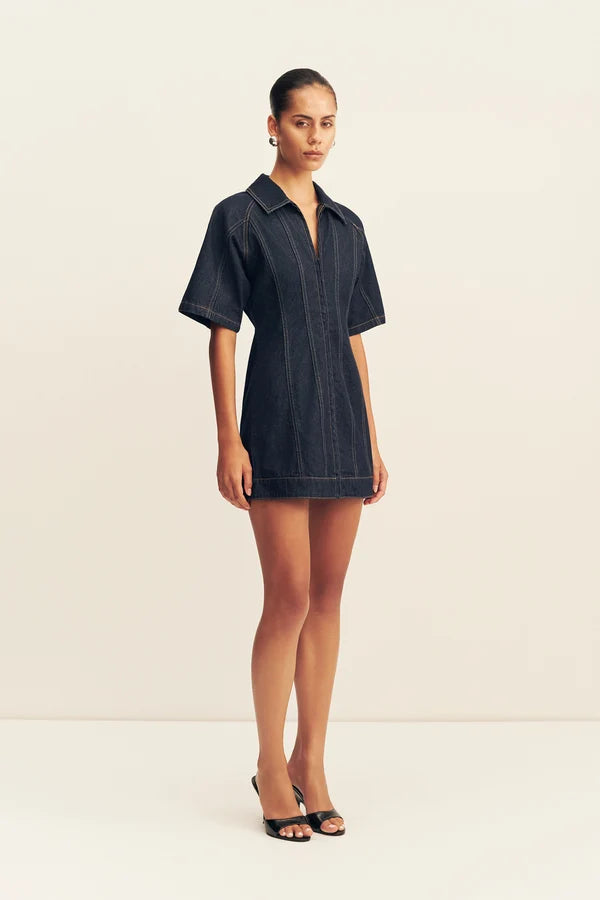 Shona Joy - Rita Short Sleeve Structured Mini Dress IN DEEP INDIGO
