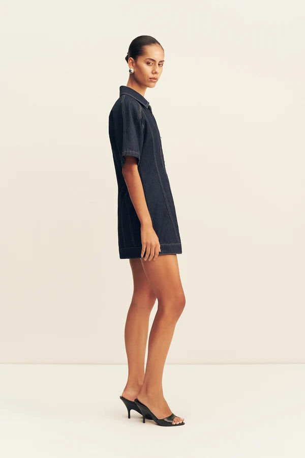 Shona Joy - Rita Short Sleeve Structured Mini Dress IN DEEP INDIGO