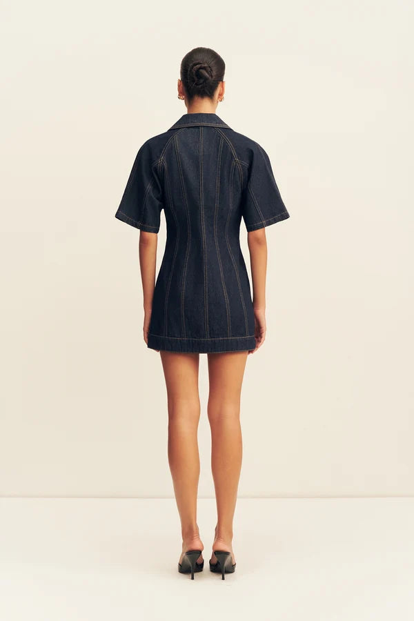 Shona Joy - Rita Short Sleeve Structured Mini Dress IN DEEP INDIGO