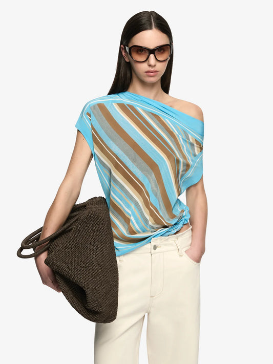 BEC + BRIDGE - Elaris Drape Top in Sandalwood Stripe