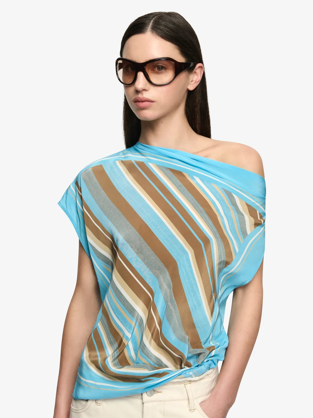 BEC + BRIDGE - Elaris Drape Top in Sandalwood Stripe