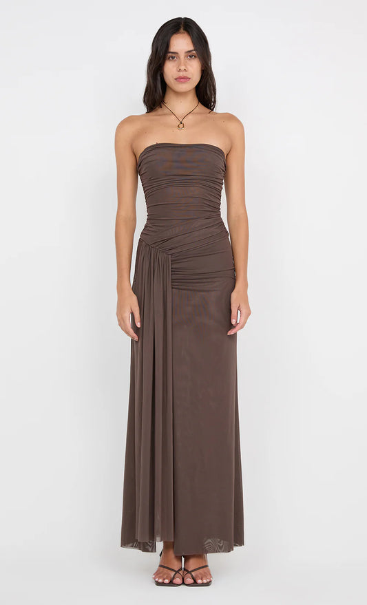 BEC + BRIDGE Ida Strapless Dress-milk chocolate