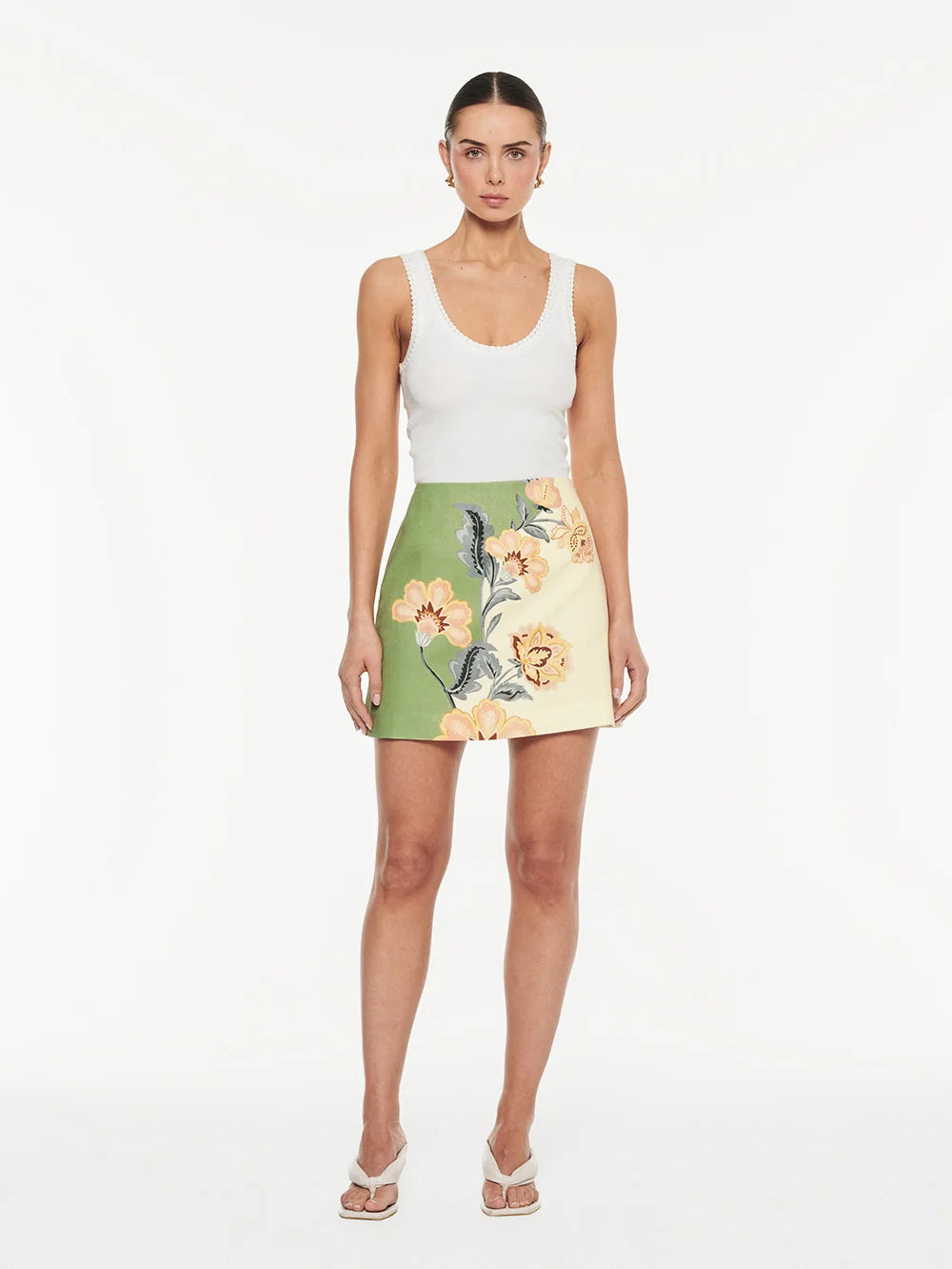 KIVARI - Lotte Mini Skirt in Green Floral