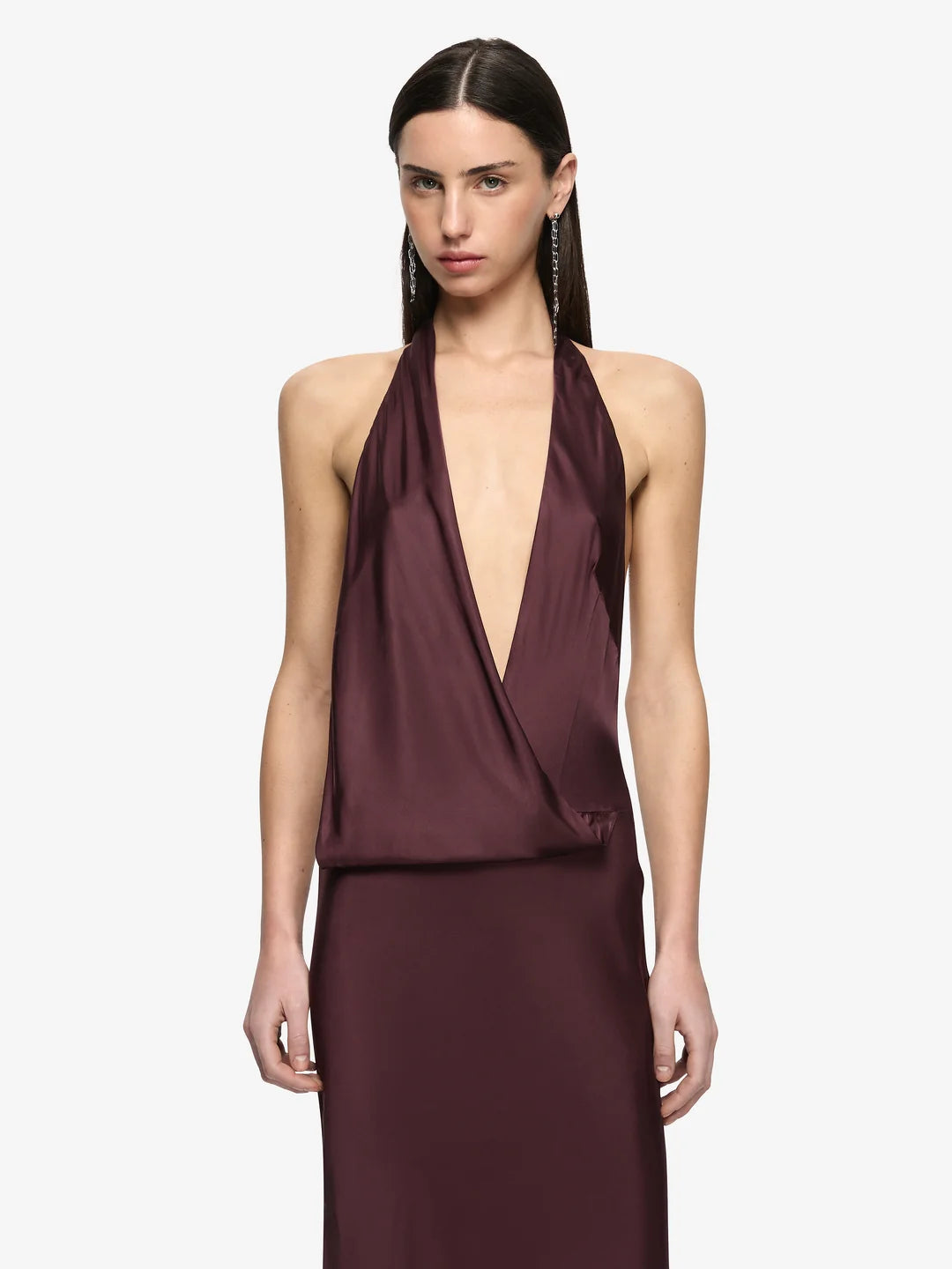 BEC + BRIDGE - Mya V Maxi Dress in Aubgergine