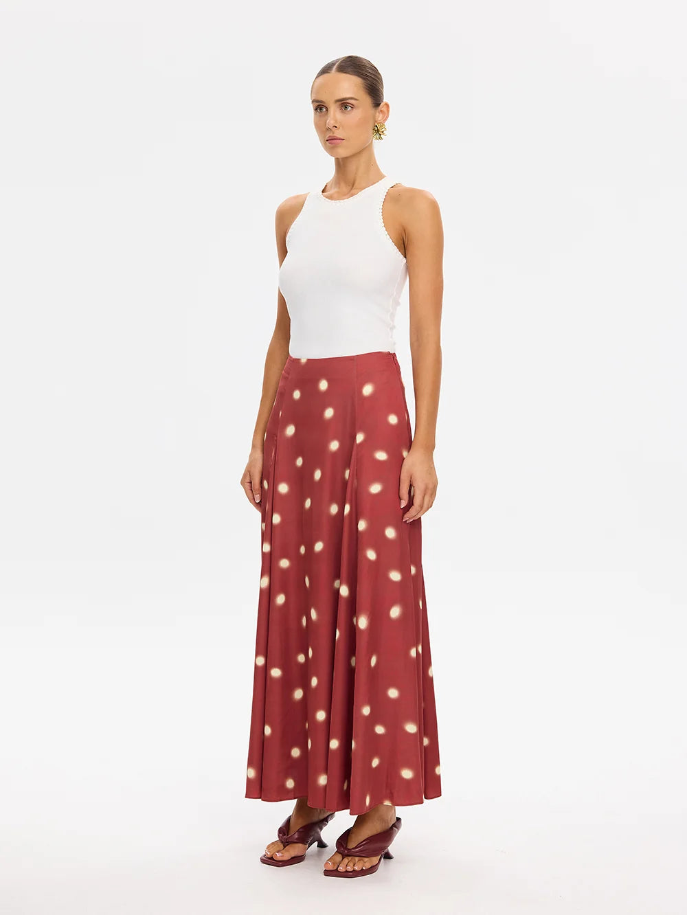 KIVARI - Saro Maxi Skirt in Brick