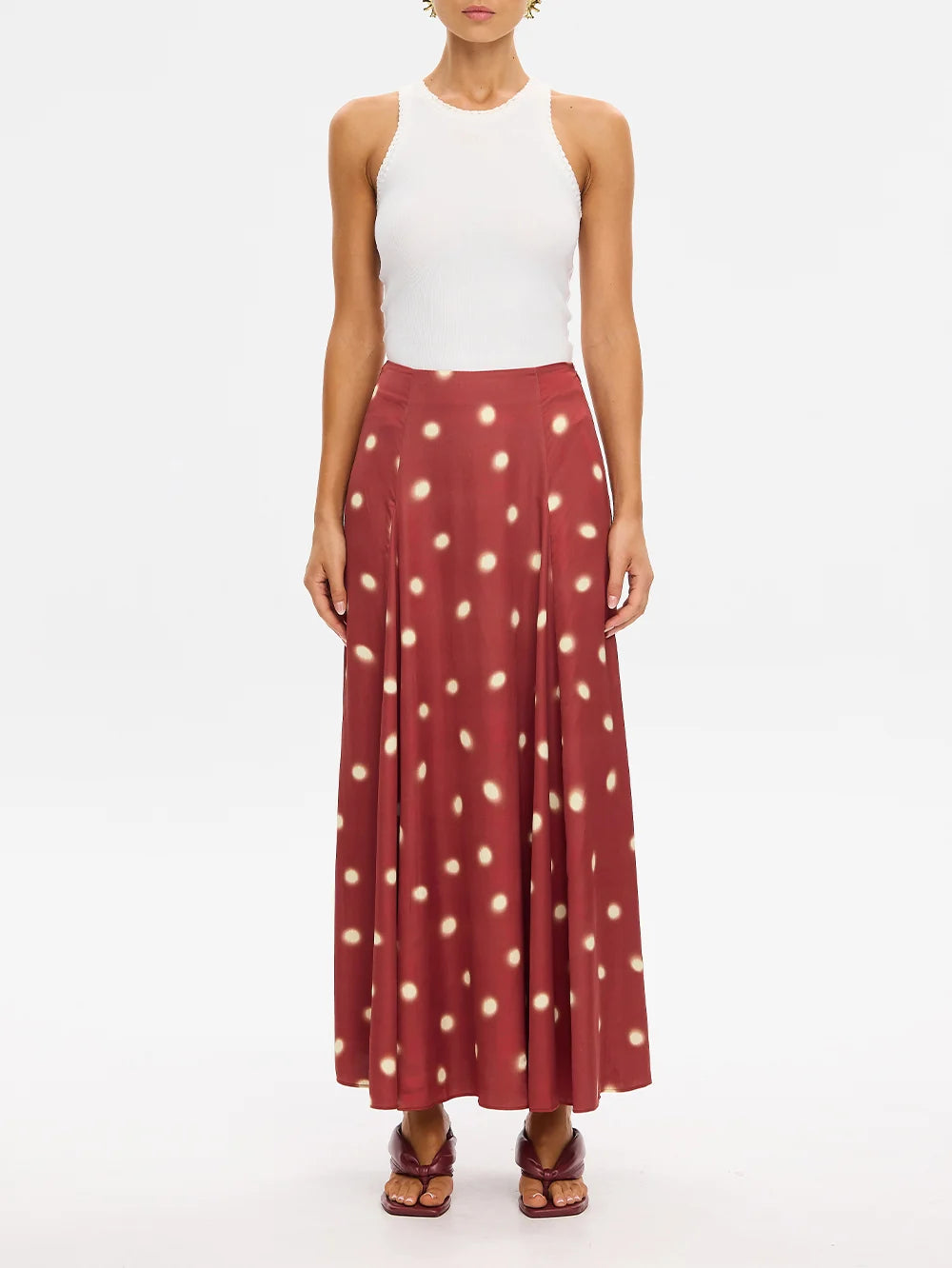 KIVARI - Saro Maxi Skirt in Brick