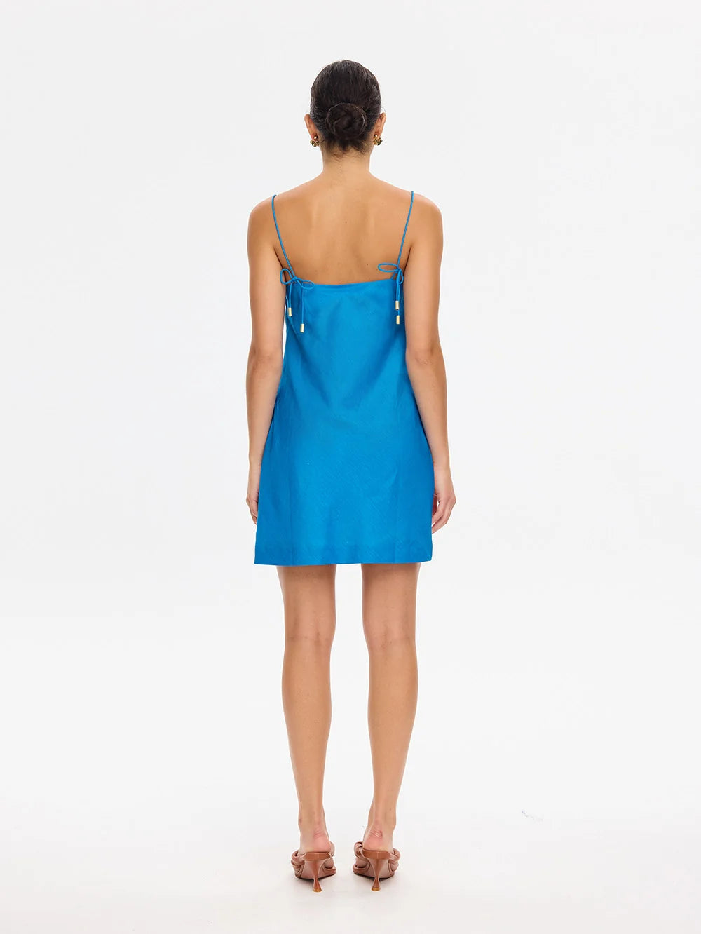 KIVARI - Fleur Mini Dress in Ivory and Blue