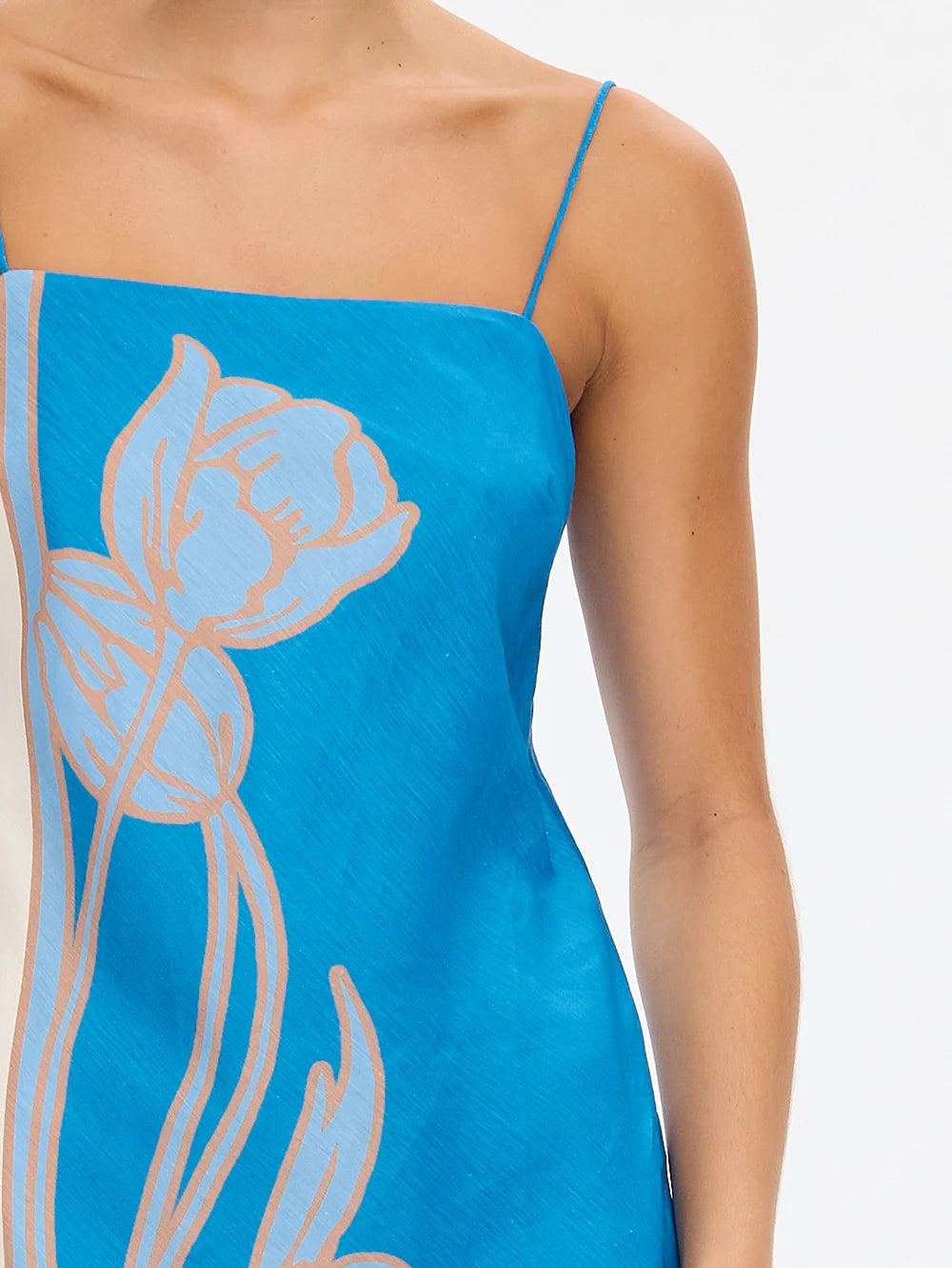 KIVARI - Fleur Mini Dress in Ivory and Blue