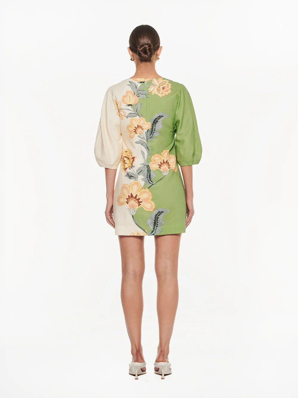 KIVARI - Lotte Mini Dress in Green & Yellow Floral