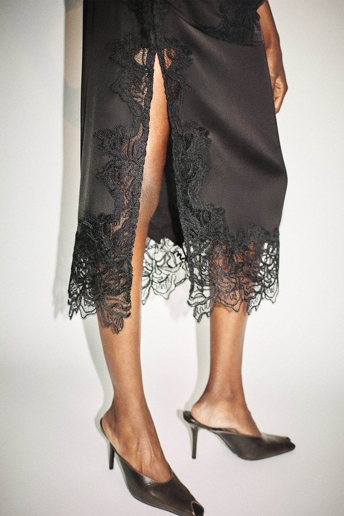 Shona Joy - Eniko Lace Split Midi Skirt IN BLACK