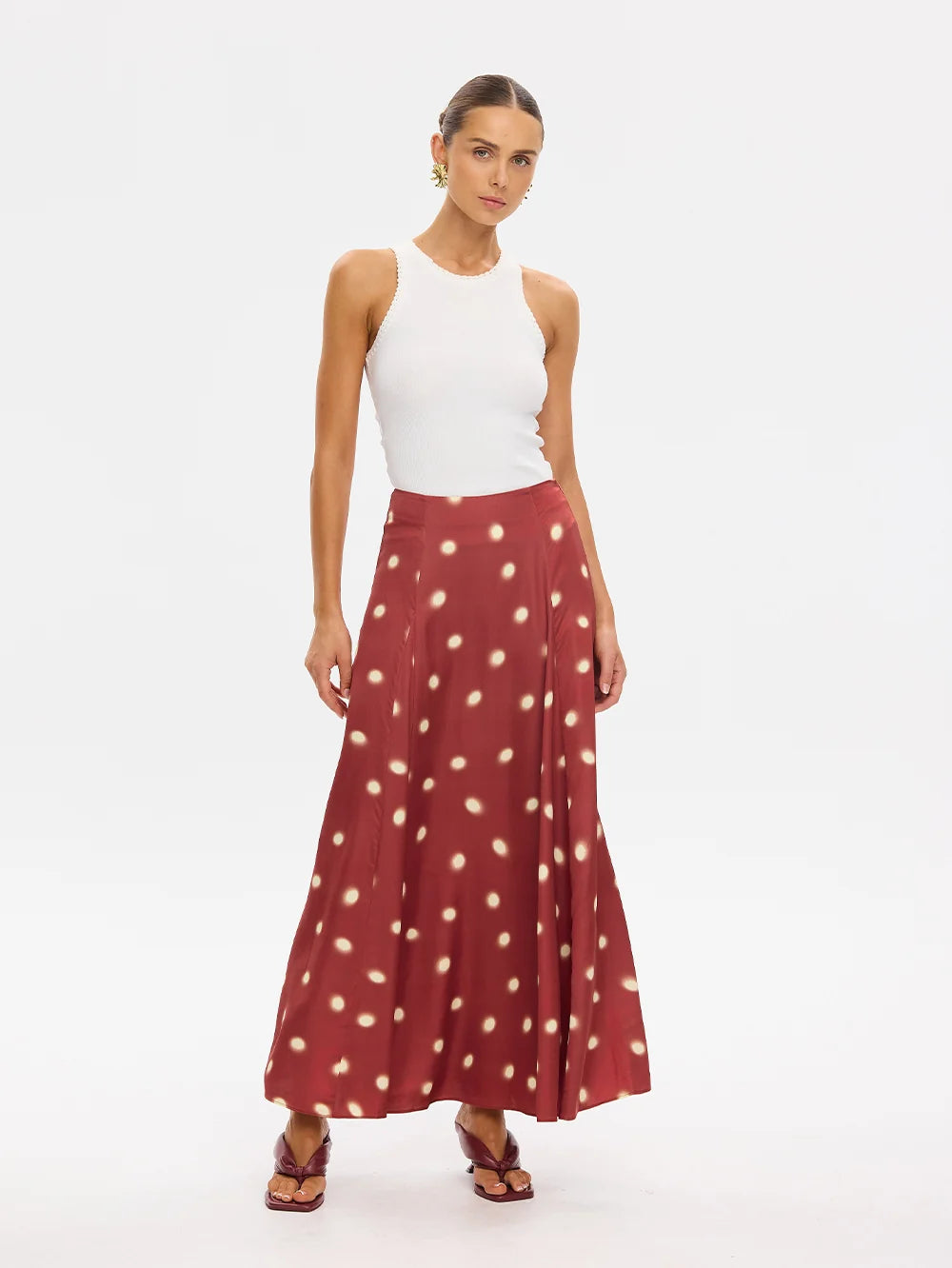KIVARI - Saro Maxi Skirt in Brick