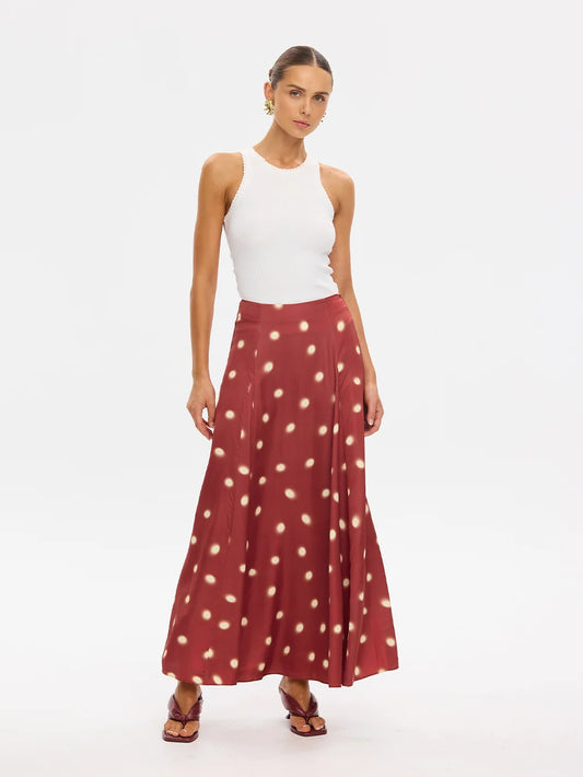 KIVARI - Saro Maxi Skirt in Brick