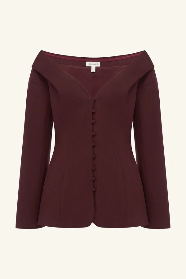 Shona Joy - Asher Off Shoulder Fitted Top IN BERRY