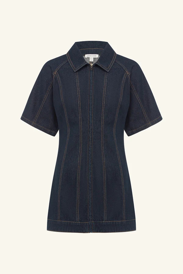 Shona Joy - Rita Short Sleeve Structured Mini Dress IN DEEP INDIGO