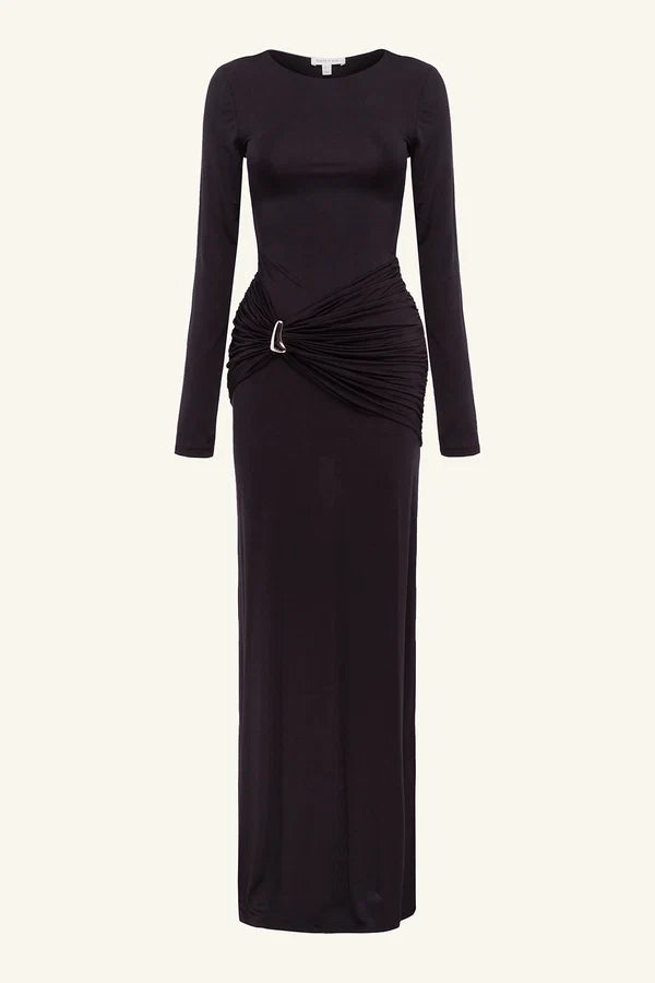Shona Joy - Miro Long Sleeve Jersey Gathered Maxi Dress