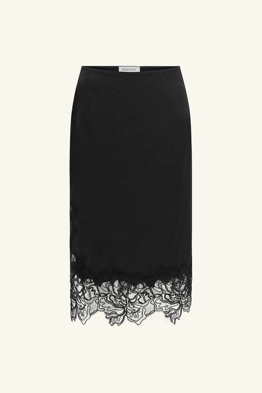 Shona Joy - Eniko Lace Split Midi Skirt IN BLACK