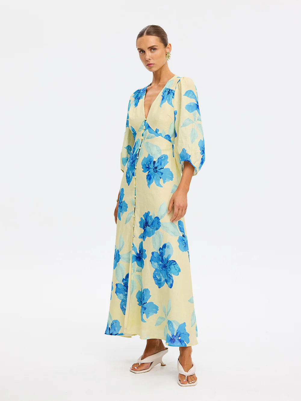 KIVARI - Sophie Maxi Dress - Yellow/Blue