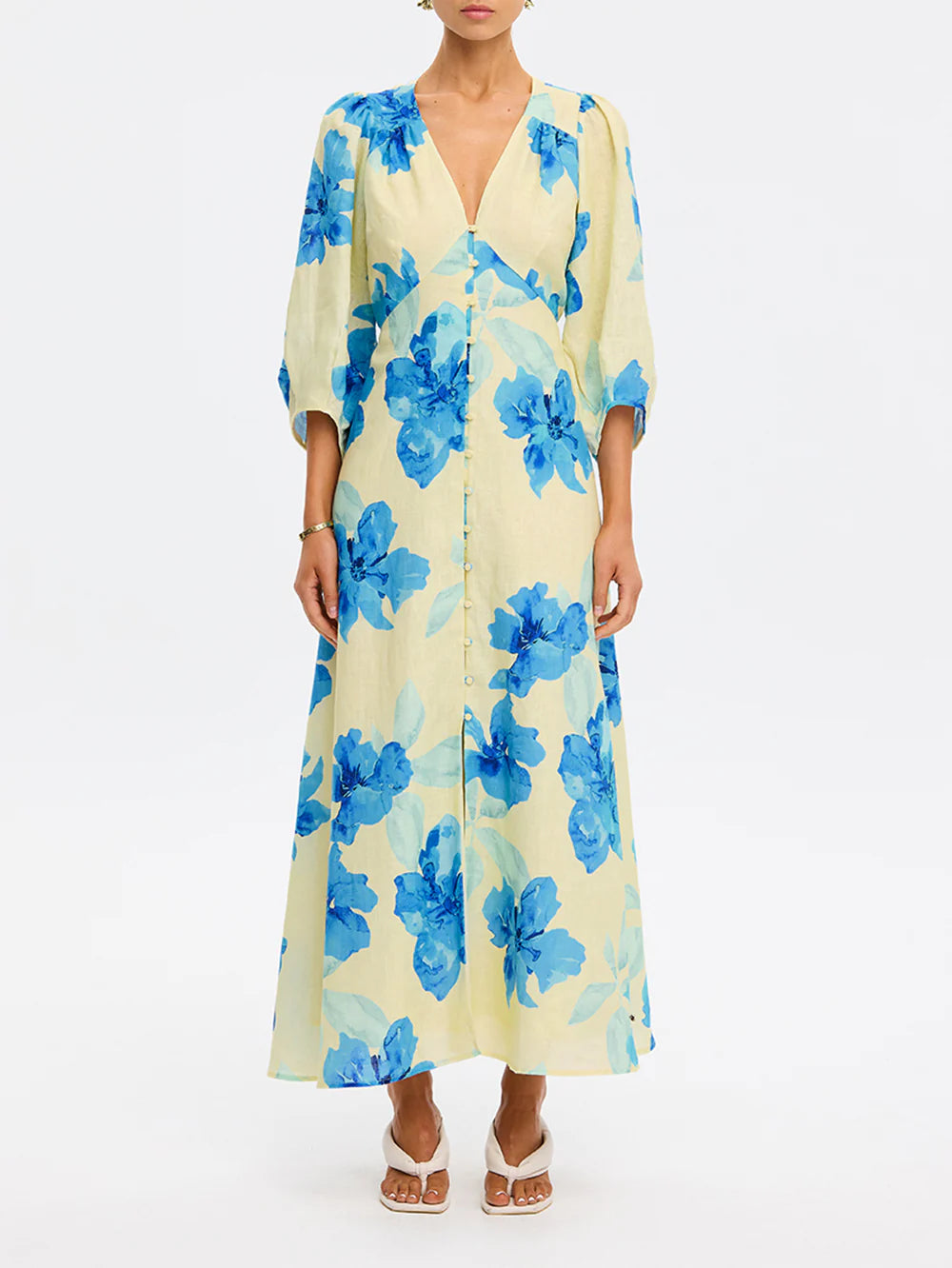 KIVARI - Sophie Maxi Dress - Yellow/Blue