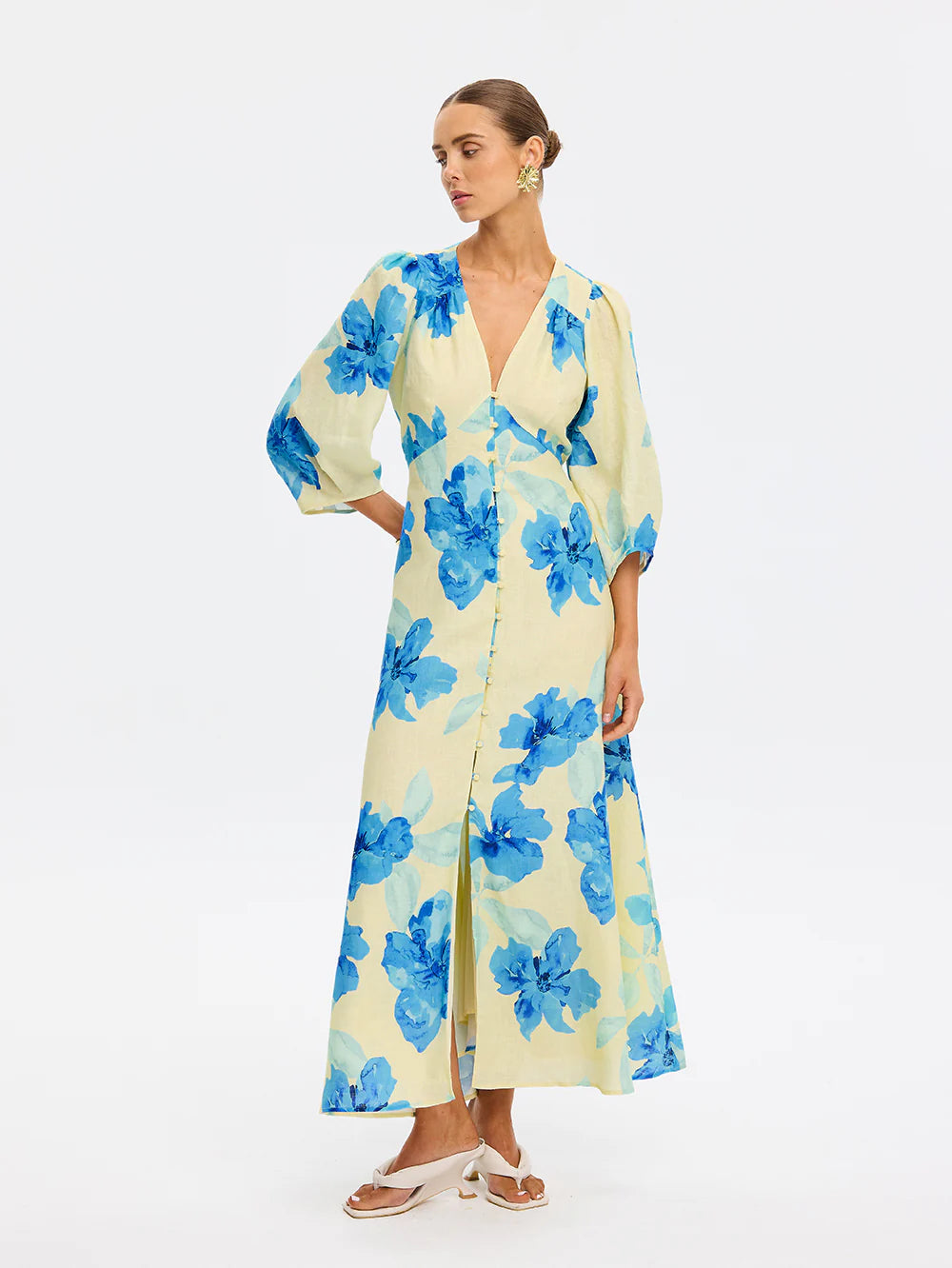 KIVARI - Sophie Maxi Dress - Yellow/Blue