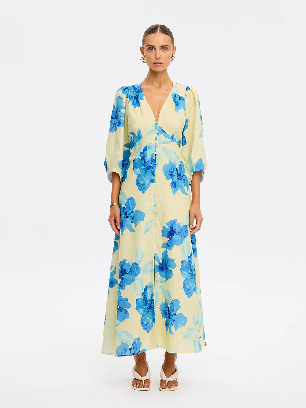 KIVARI - Sophie Maxi Dress - Yellow/Blue