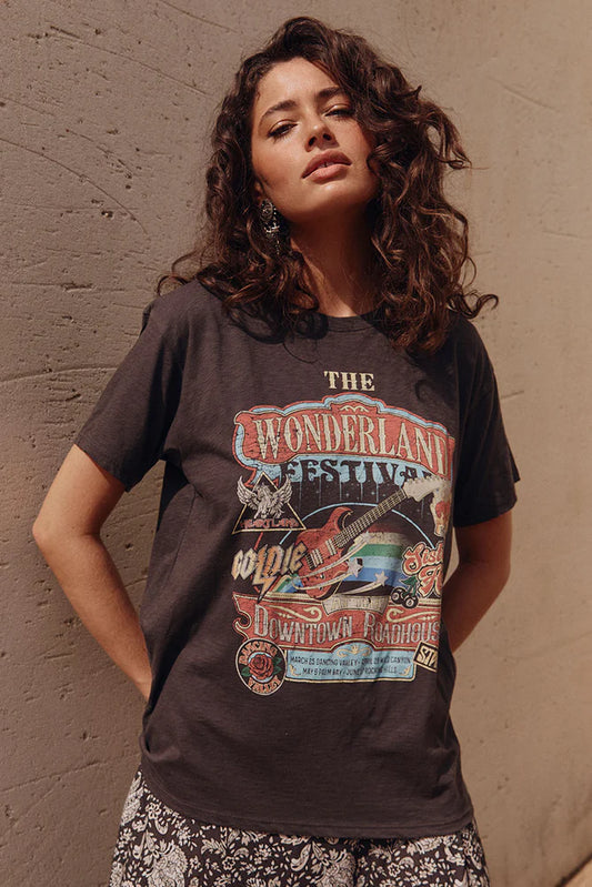 SPELL Wonderland Biker Tee-charcoal
