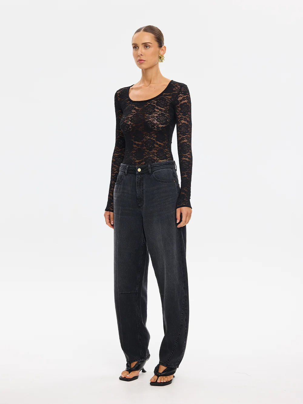 KIVARI - Bonnie Lace Bodysuit in Black
