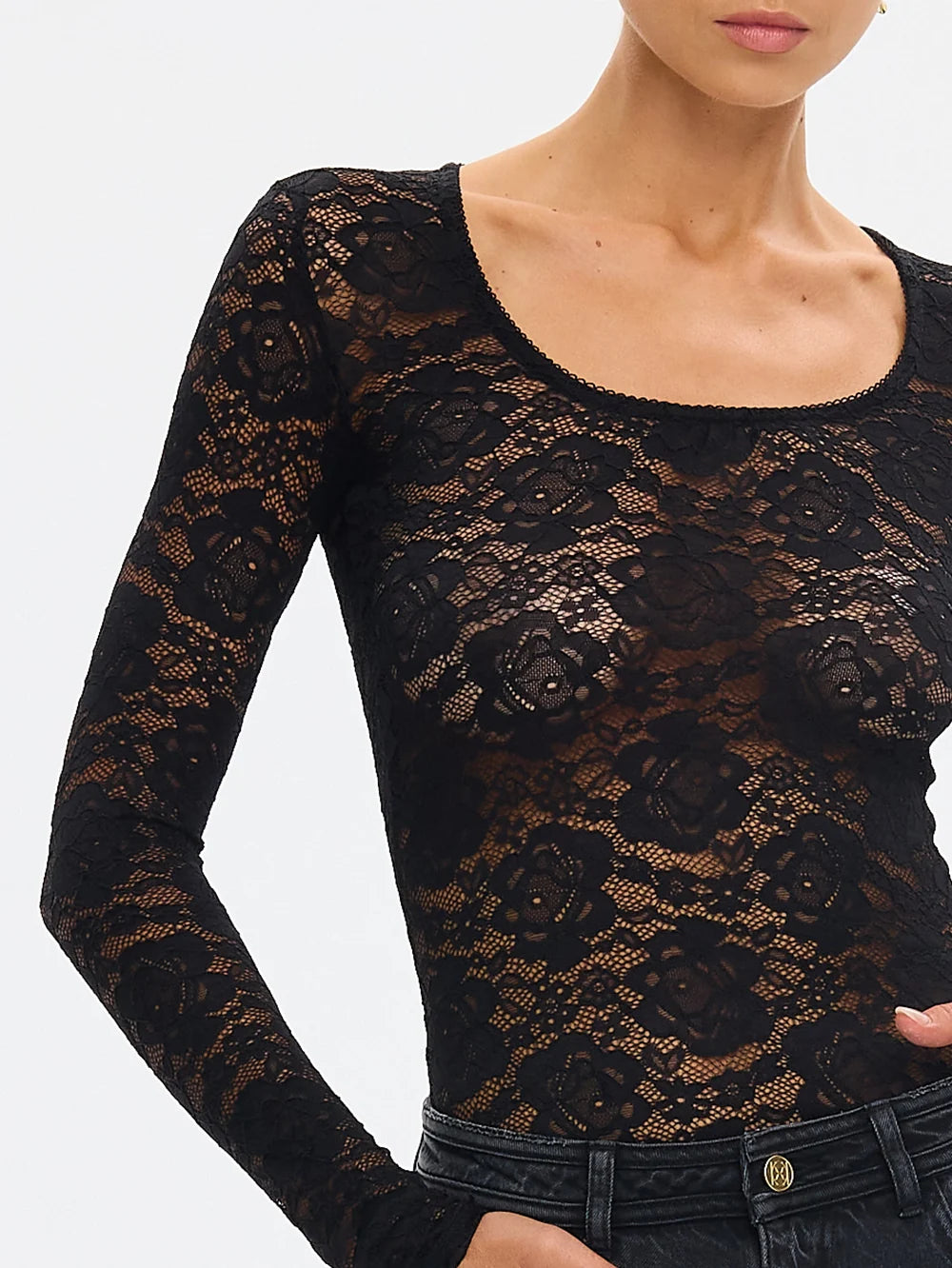 KIVARI - Bonnie Lace Bodysuit in Black