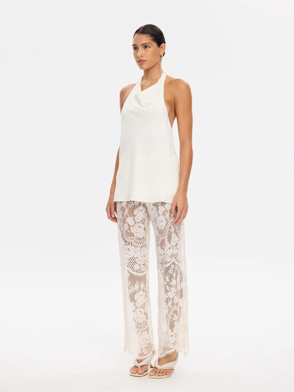 KIVARI - Arabella Halter Top in Cream