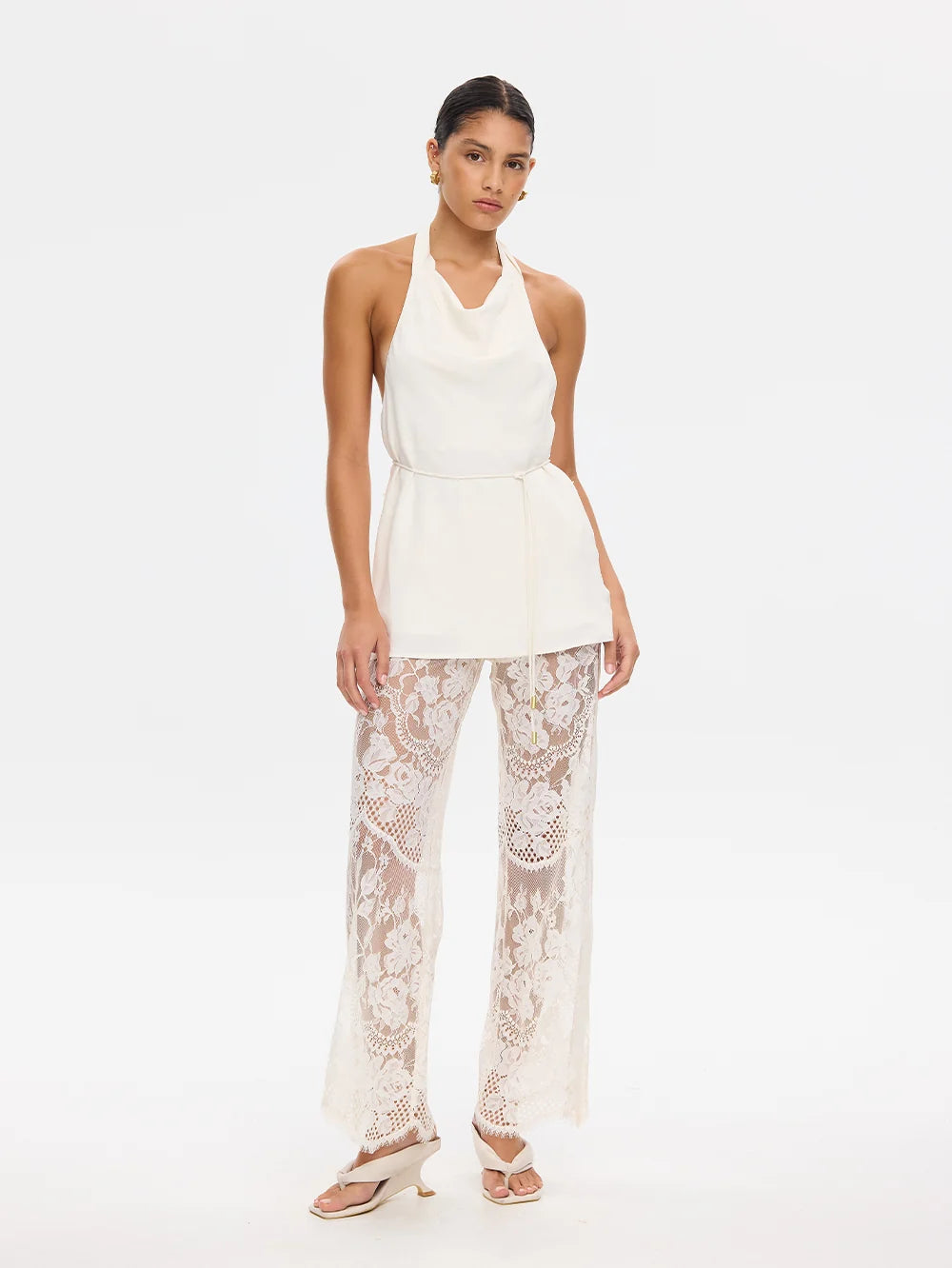 KIVARI - Arabella Halter Top in Cream