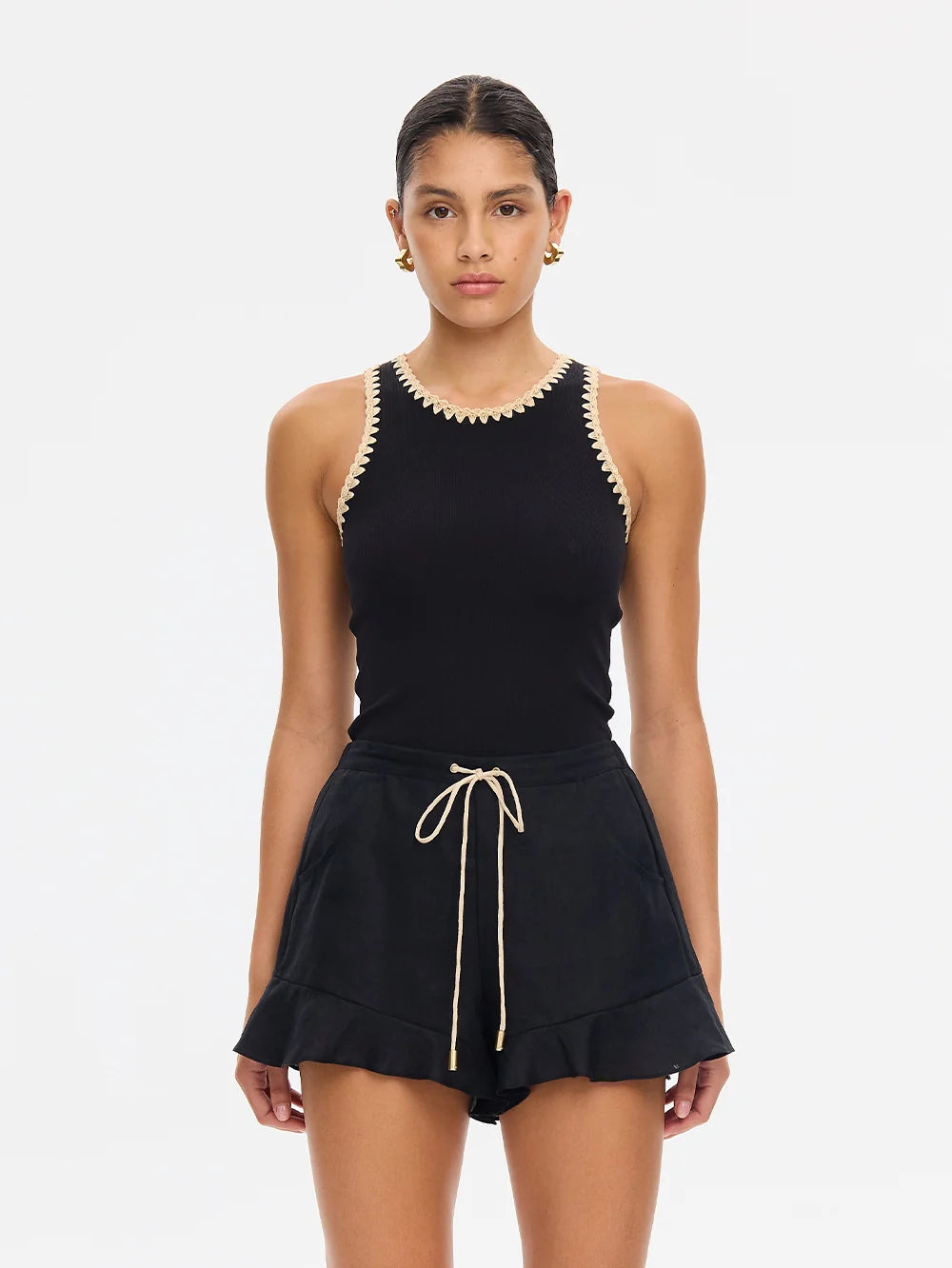 KIVARI - Tallulah Spliced Tank IN BLACK & CREAM