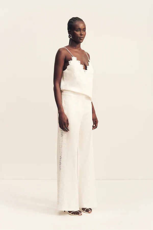 SHONA JOY - Toile Lace Wide Leg Pant in Ivory