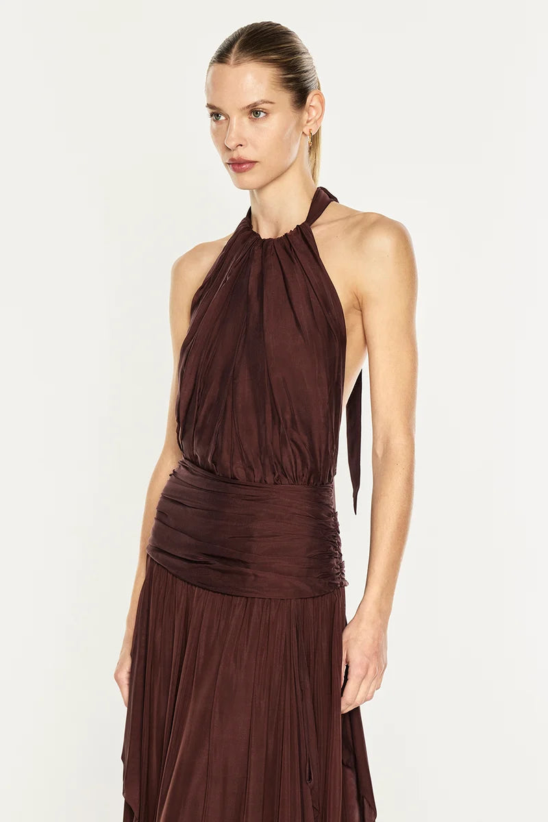 Manning Cartell - Untamed Allure Halter Dress IN COCOA BROWN