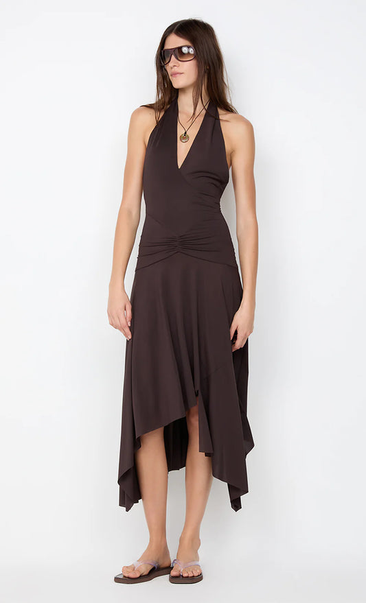 BEC + BRIDGE Nessie Halter Dress-dark chocolate