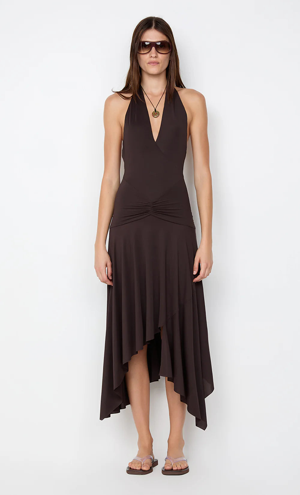 BEC + BRIDGE Nessie Halter Dress-dark chocolate