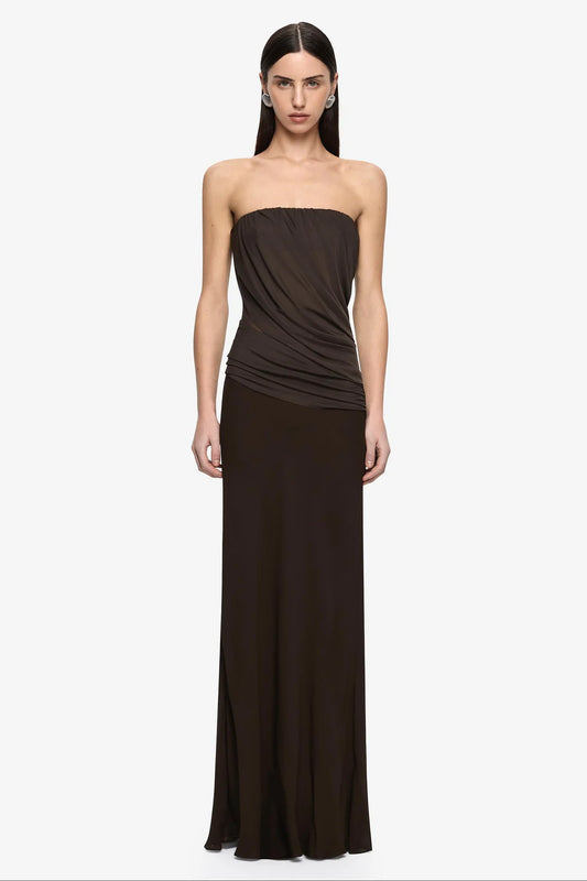 BEC + BRIDGE - XANTHI STRAPLESS MAXI DRESS - In Bitter Choc