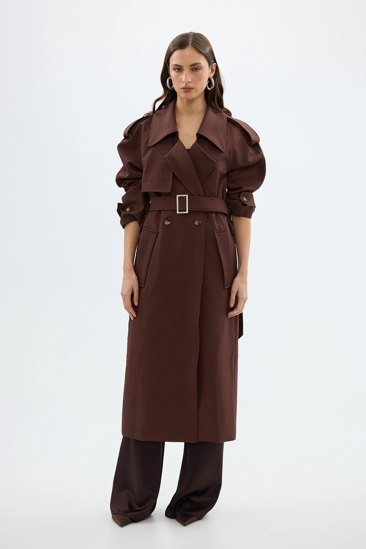 BUBISH - Dillion Trench Coat in Chocolate