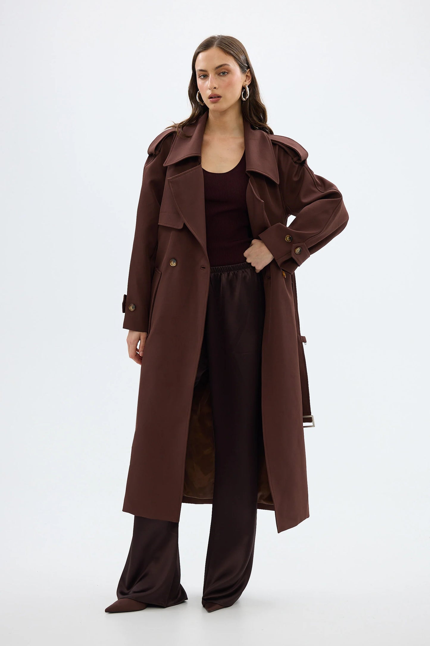 BUBISH - Dillion Trench Coat in Chocolate
