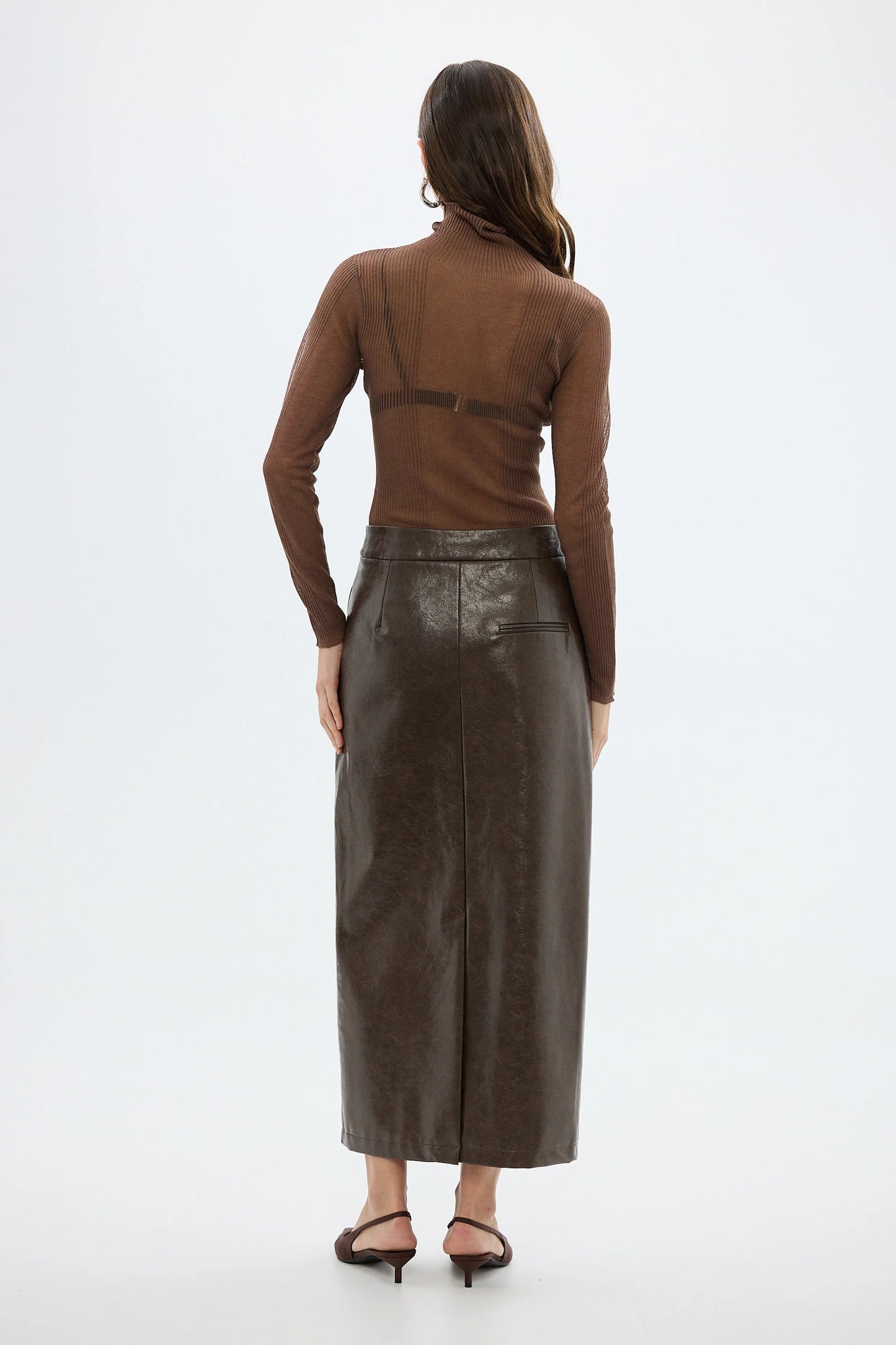 BUBISH - Riley Sheer Long Sleeve Top in Chocolate