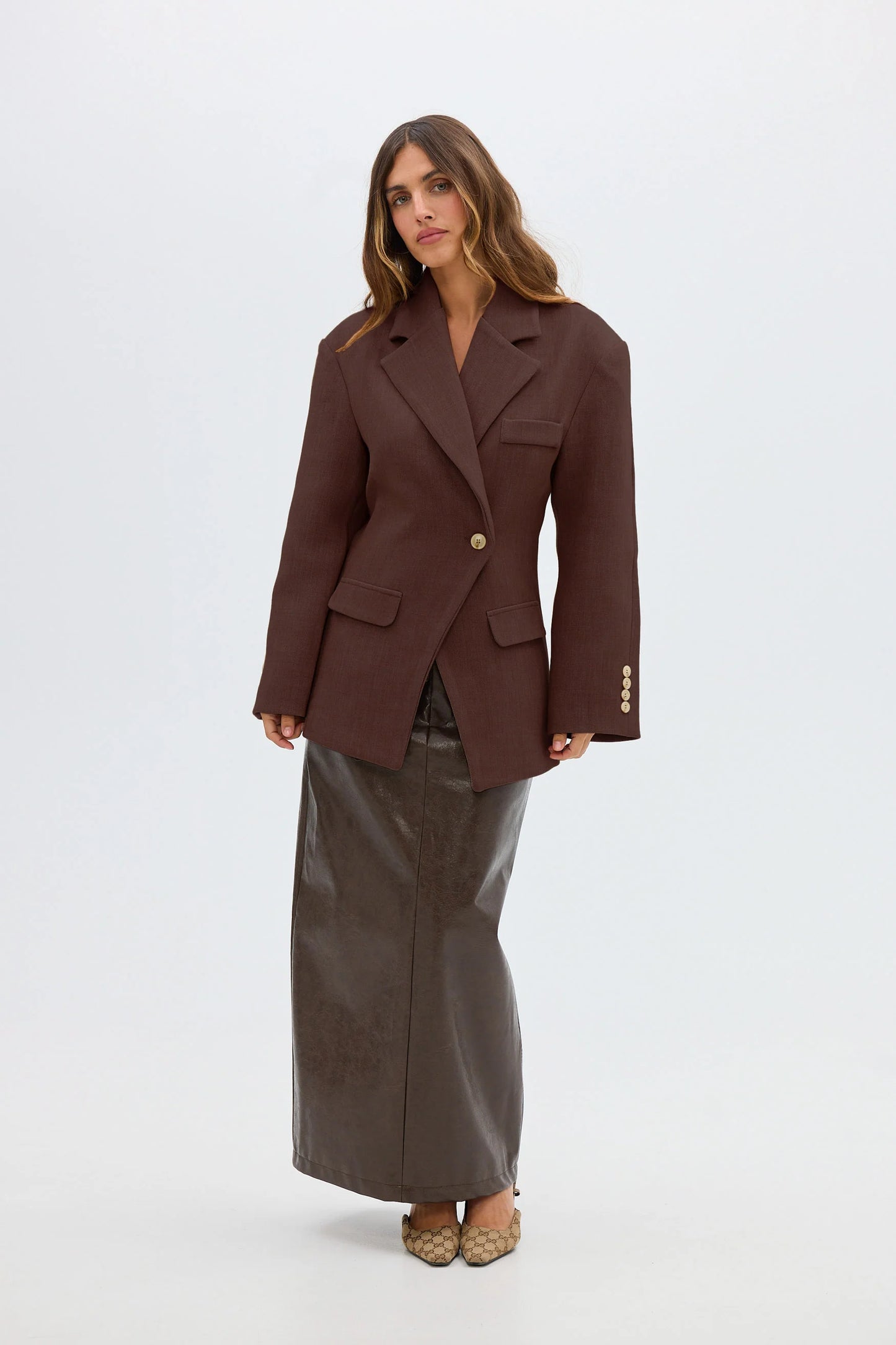 BUBISH - Saskia Cinched Blazer in Chocolate
