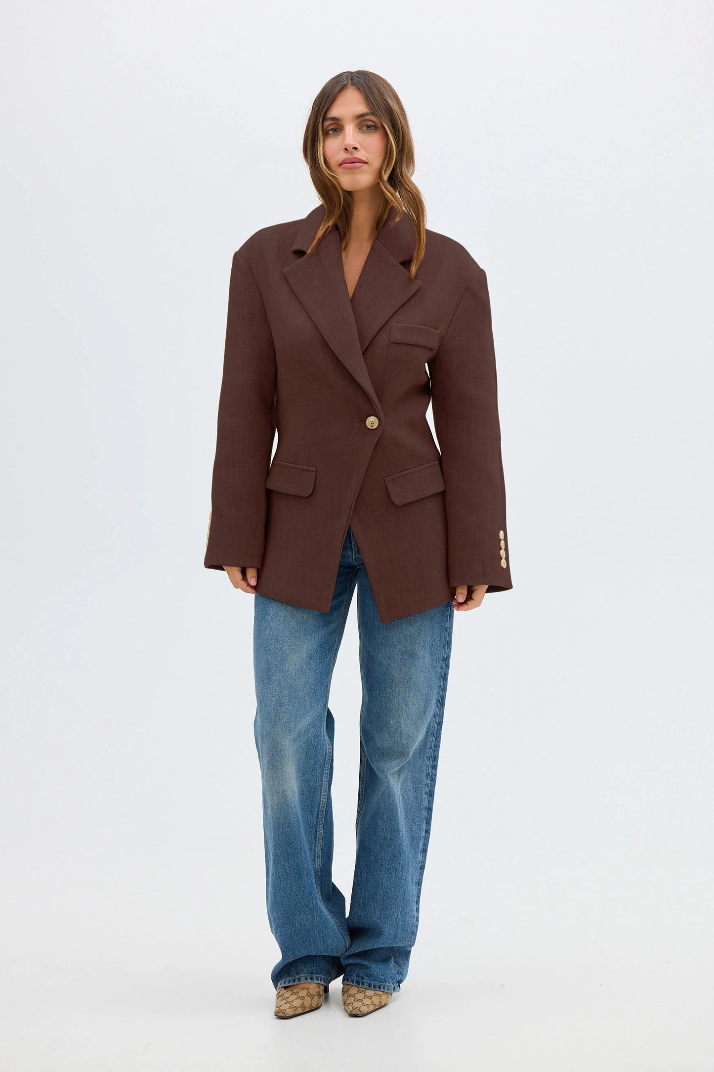 BUBISH - Saskia Cinched Blazer in Chocolate