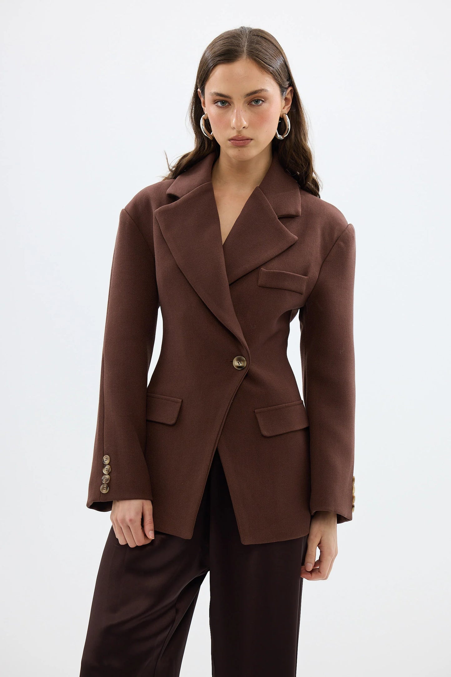 BUBISH - Saskia Cinched Blazer in Chocolate