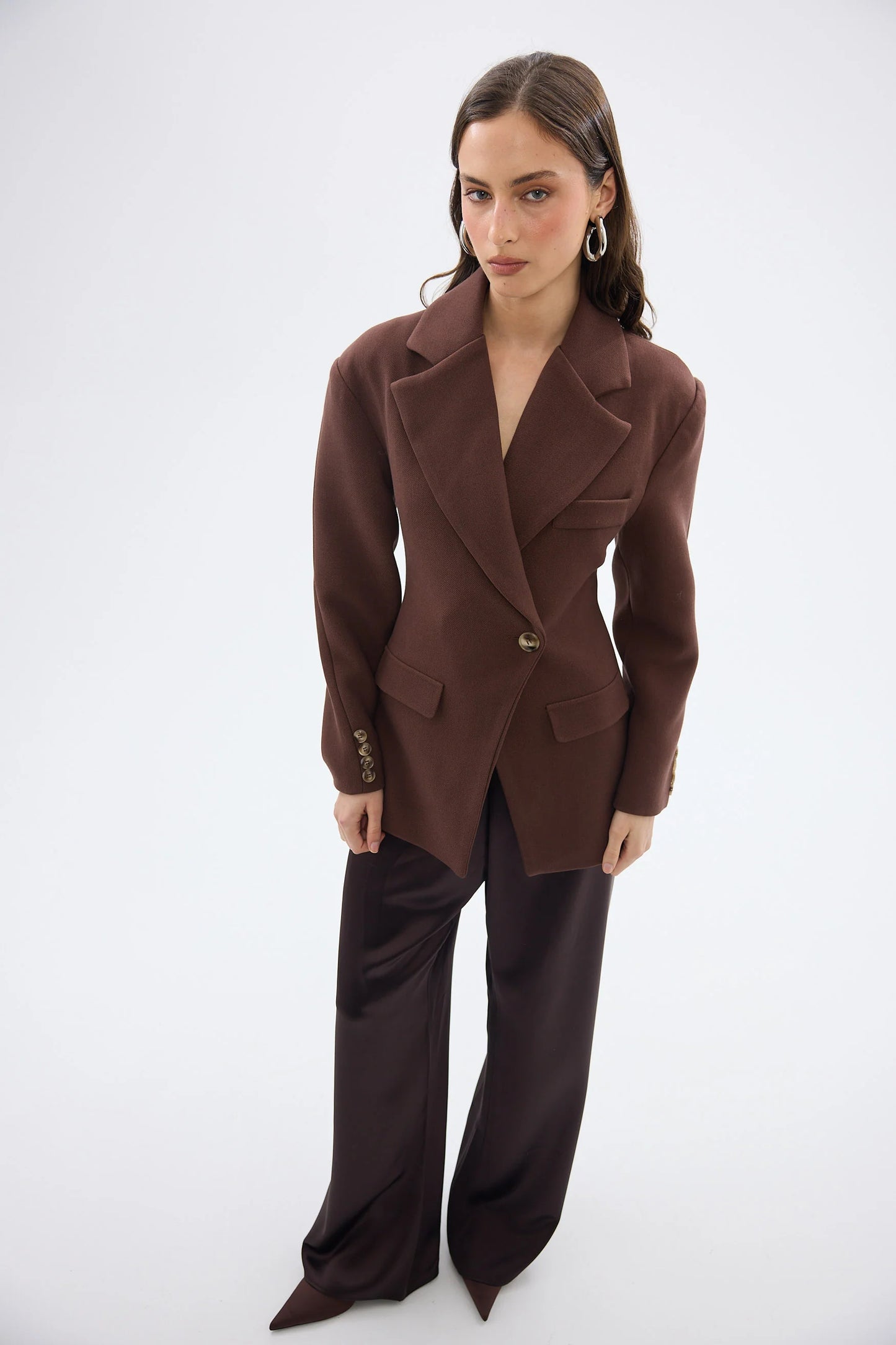 BUBISH - Saskia Cinched Blazer in Chocolate