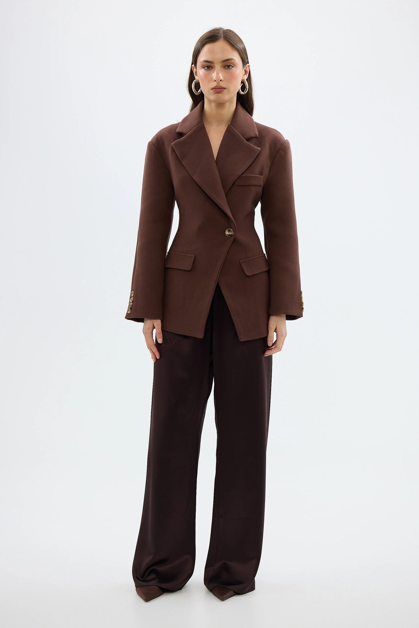 BUBISH - Saskia Cinched Blazer in Chocolate