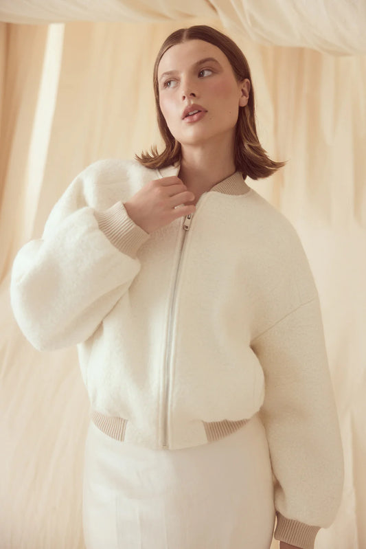 BUBISH - Alanna Boucle Bomber - Oatmeal