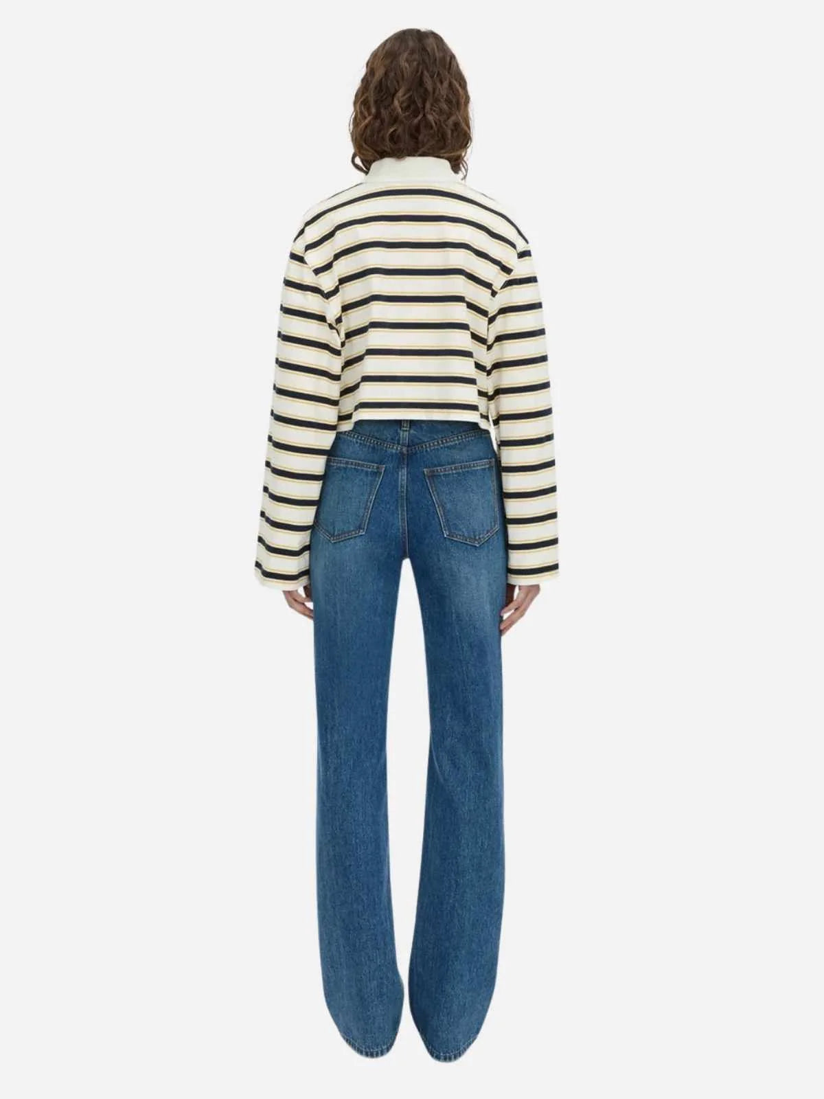 Camilla and Marc - Liat Stripe Crop Polo Top IN SOFT WHITE STRIPE