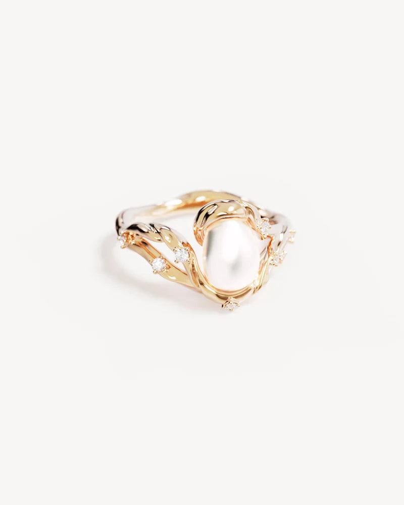 BY CHARLOTTE - Dive Into Serenity Pearl Ring in Gold Vermeil