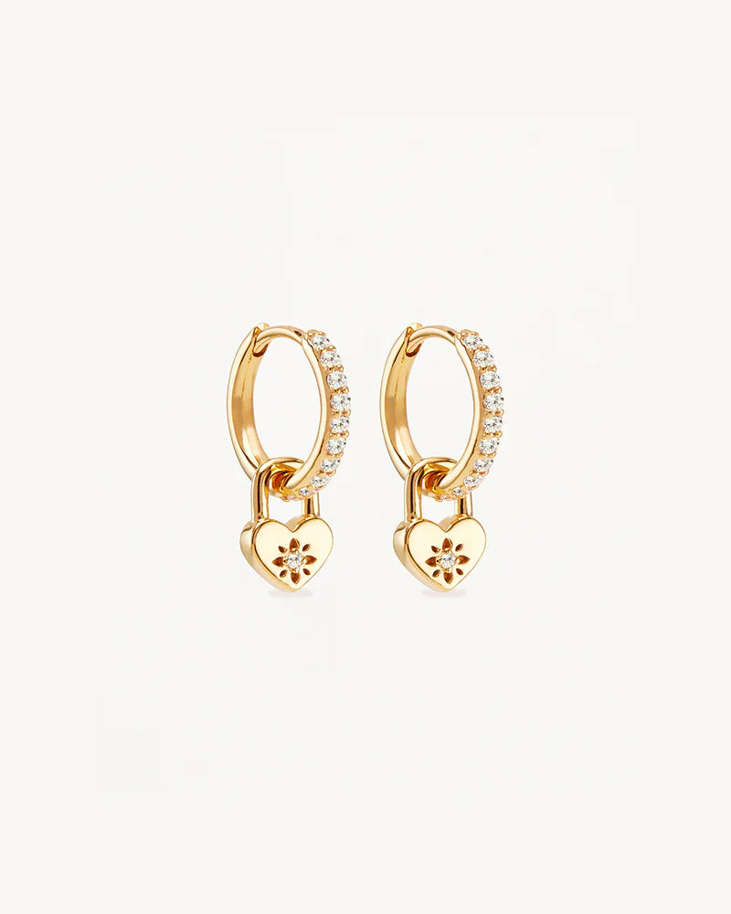 BY CHARLOTTE - Love Unlocked Padlock Hoops in Gold Vermeil